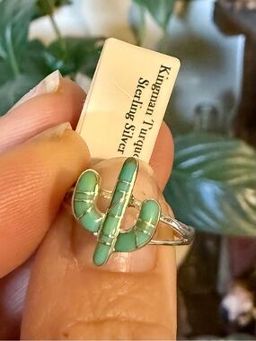 NWT - Kingman Turquoise Sterling Silver Cactus Ring